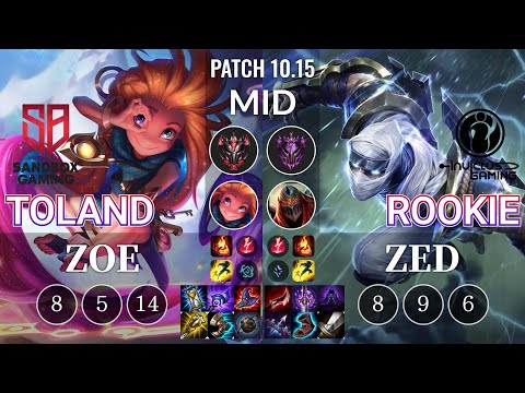 SB TolanD Zoe vs IG Rookie Zed Mid - KR Patch 10.15