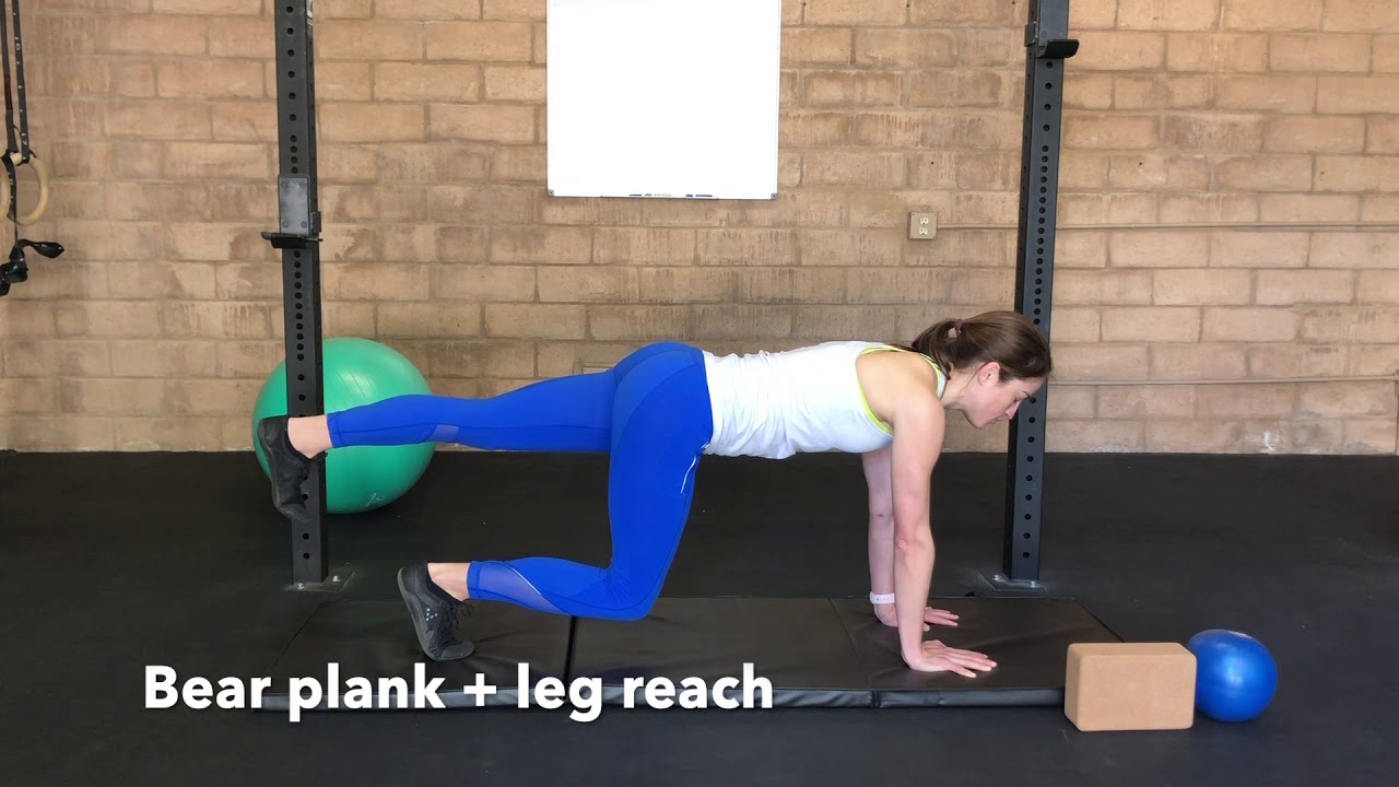 Bear plank + Leg Reach - YouTube