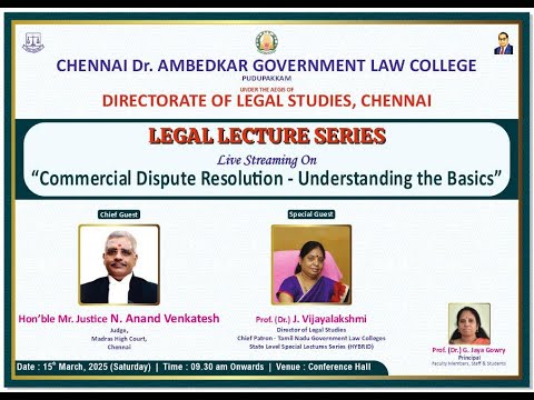 Legal Lecture Series on "COMMERCIAL DISPUTE RESOLUTION - UNDERSTANDING THE BASICS" - CDRAGLC PKM