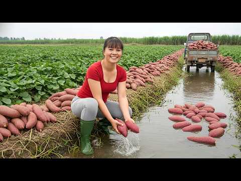 Harvest Many Sweet Potato Use 3 Wheeled Vehicle To Transport Lots Of Sweet Potato Go To Market Sell