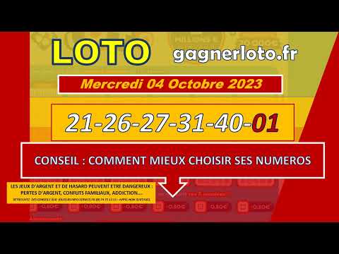 LOTO RESULTAT TIRAGE MERCREDI 04 OCTOBRE 2023