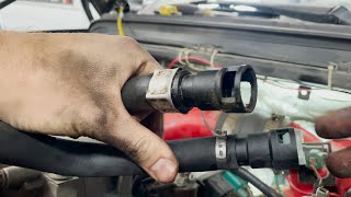 7.3 Ford Heater Hose Replacement   How to remove Ford quick connect heater hose