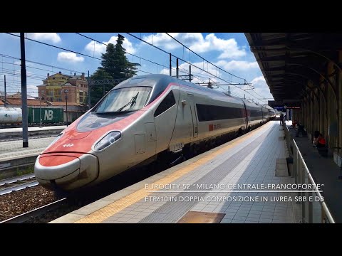Transito nella stazione di Gallarate del treno Eurocity 52 da Milano Centrale a Francoforte