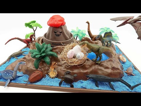 Dinosaur Volcano Giant Eruption - Dinosaur Mission Clear Set DIY Volcano Island Dino Set Toys
