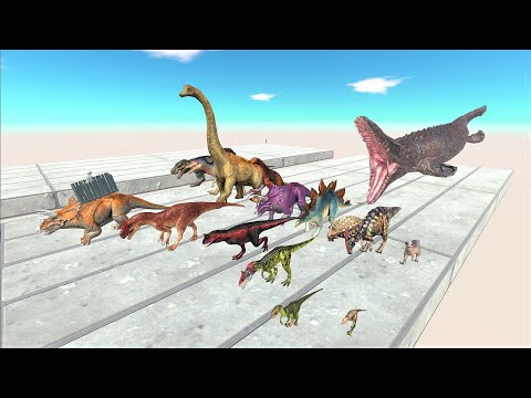 Mosasaurus chasing with dinosaurs running away! | Animal Revolt Battle Simulator