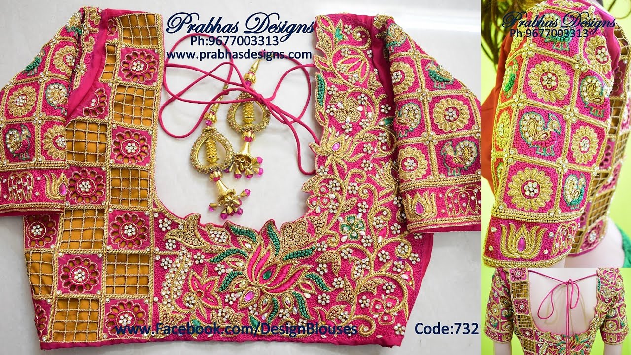 Video Cutwork Stone Work Thread Work Zardosi Worked Grand Aari Embroidery Wedding Blouse Code 732 cutwork stone work thread work zardosi