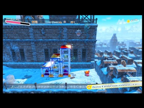 Autistic Gamer Plays - Kirby and the Forgotten Land - Tips - Destroy 4 Animal Snow Sculptures