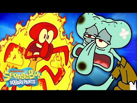 スクイッドワード、10分間痛めつけられる!| スポンジ・ボブ (Squidward Getting HURT for 10 Minutes! | SpongeBob)