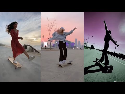 Aesthetic Fashion Girl Longboard Dancing - TikTok Compilation