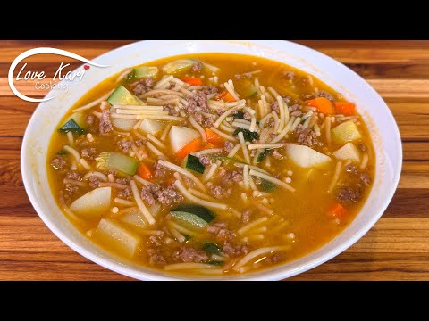 Traditional Mexican Fideo Soup with Ground Beef (Sopa de Fideo con Carne Molida)