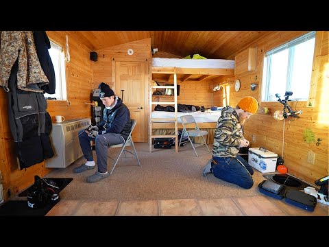 Red Lake Ice Camping in 20ft Bunk House Shanty with Zach Fowler!