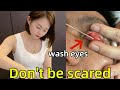 ASMR Rare Razor Shave Washing Eyes Looks Scary But It S Very Comfortable After Washing Relaxing