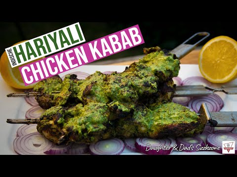 Indian Hariyali Chicken Kabab - Indische Grünliche Hähnchen Spieße - Rezept vom Zunda Gasgrill