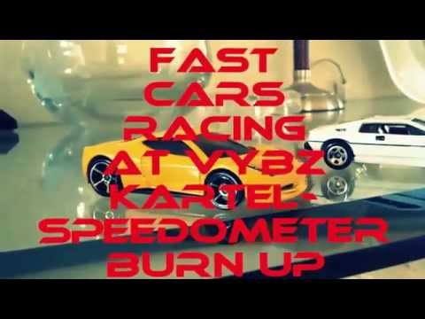 FAST CARS RACE AT VYBZ KARTEL- SPEEDOMETER BURN UP
