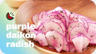 Purple Daikon Radish with Toasted Black Sesame Seeds ▹ Quick, Simple, & Crunchy (vegan, gluten-free)