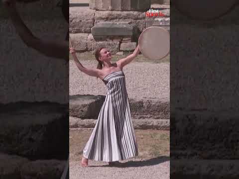 Greek Actress Mary Mina Ignites Olympic Flame Using Parabolic Mirror |First Sports With Rupha Ramani