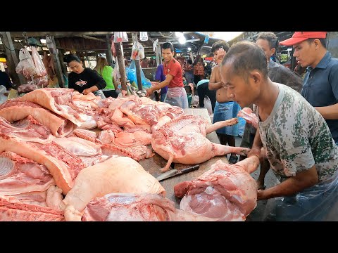 Routine Cambodian People Lifestyle & Market Food Scenes - Pork, Fish, Vegetables & More|TourWithPapa