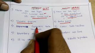 Difference between Array and List||Data structure