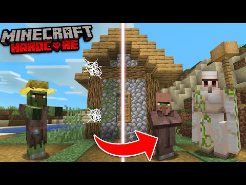 Transforming A RARE Zombie village Back Into A Regular Village In Hardcore Minecraft!