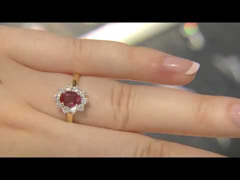 0.84 Carat Ruby & Diamond Halo Engagement Ring GR070