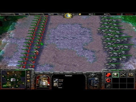 Footmen versus Crypt Fiends (without Defend, not upgraded and maximum food limit)