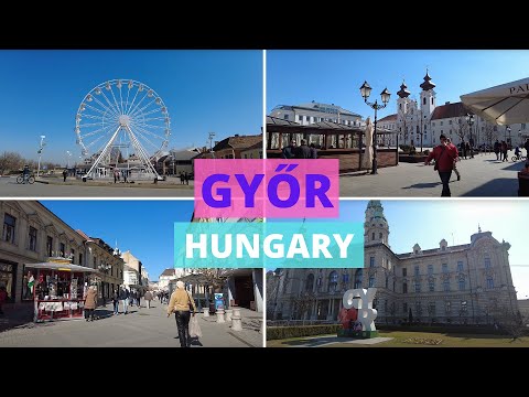 Walk in the downtown of Győr, Hungary [4K]