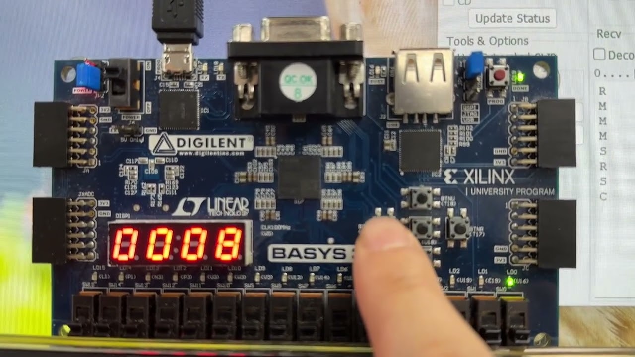 FPGA basys 3 up down counter UART with button