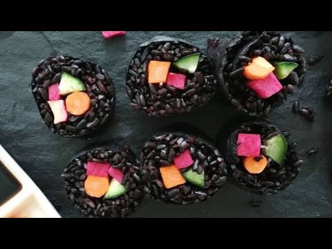 BLACK RICE SUSHI ROLL AMAZING VIDEO!!! HOW TO MAKE SEEN FULL VIDEO!!!! #sushilovers #cooking