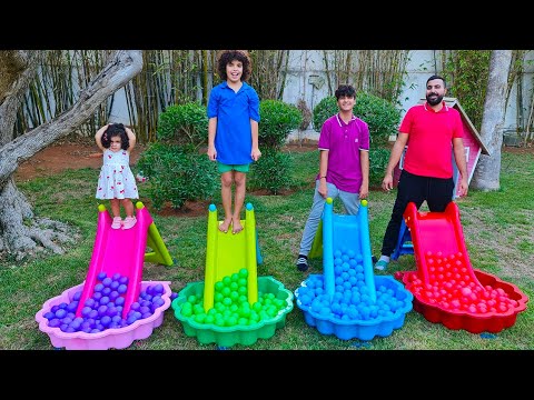 Sami Amira And Dad Play With Colored Slides
