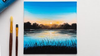 How To Paint an Easy Sunset Seascape | Easy Painting Step by Step for Beginners