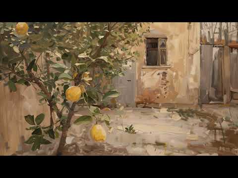 Vintage Mediterranean Summer Citrus Lemon Painting Screensaver l Frame TV ART