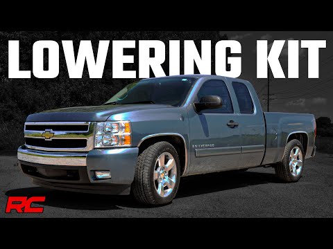 2007-2014 Chevrolet Silverado and GMC Sierra 1500 2WD 2" Front 4" Rear Lowering Kit by Rough Country