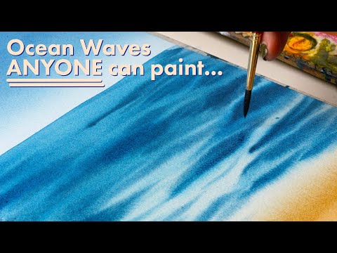The EASIEST Way to Paint Water for a Watercolor Ocean Landscape!