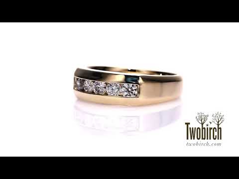0.75 Ct. 5 Stone Channel Set Men's Wedding Ring - TwoBirch - TB-GR-0004-WG-J