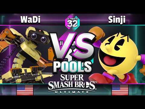 ULTIMATE 32 Pools - WaDi (R.O.B.) vs. DA | Sinji (PAC-MAN) - Smash Ultimate
