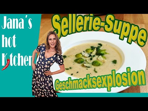 So lecker: Sellerie-Suppe mit gehobelten Mandeln und Petersilie! #Herbstrezept #CremigeSellerieSuppe