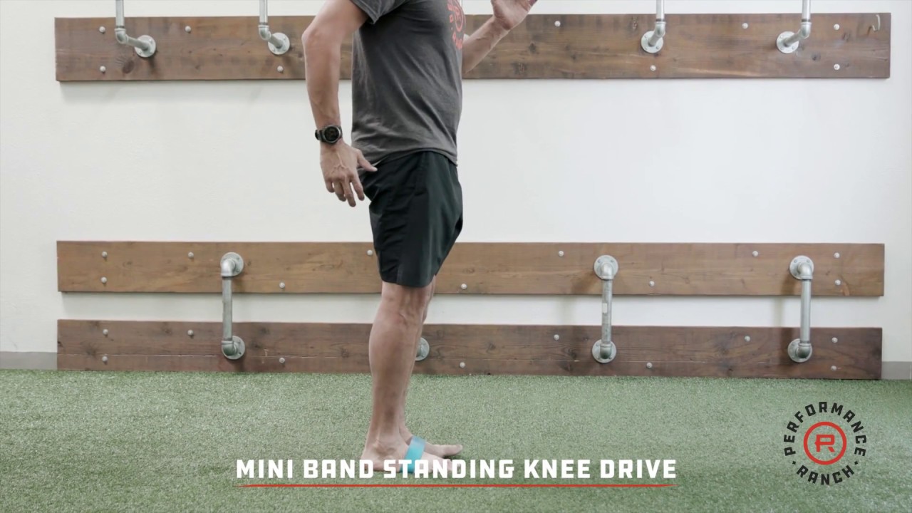 Mini Band Standing Knee Drive - YouTube