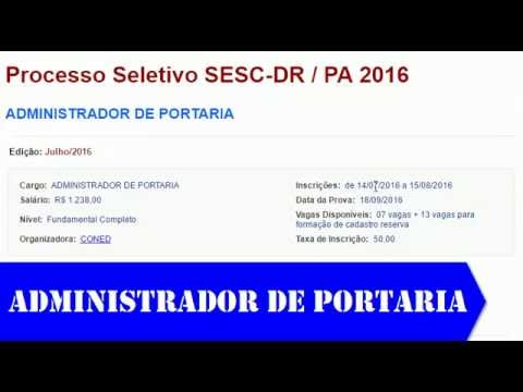 Edital Concurso SESC-DR/PA 2016 - Administrador de Portaria