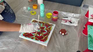 AMAZING VIBRANT pour acrylic painting ! A simple and easy fluid painting with different colors♥️♥️