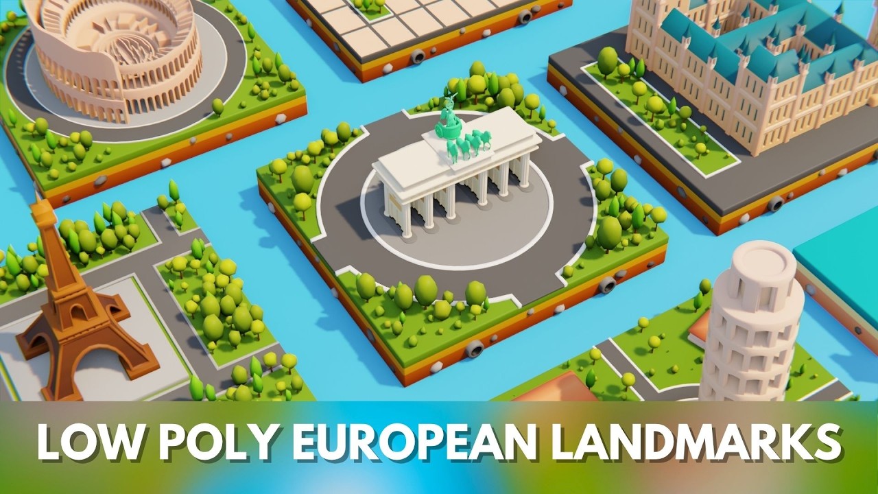Pack de monuments europ&eacute;ens Lowpoly 10 mod&egrave;les pr&ecirc;ts pour le jeu Modèle 3D