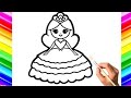 Doll Drawing painting and colouring for kids| How to draw cute doll for kids | Princess drawing