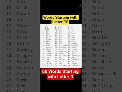 Words Starting with Letter D II 60 Words Starting with Letter D||D Letter Words||D Words #Dwords