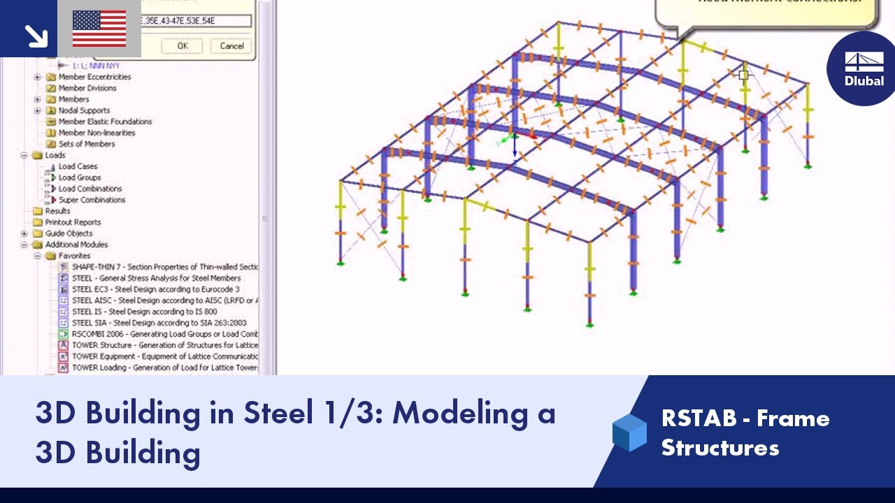 Dlubal RSTAB - 3D Building in Steel 1/3: Modeling a 3D Building