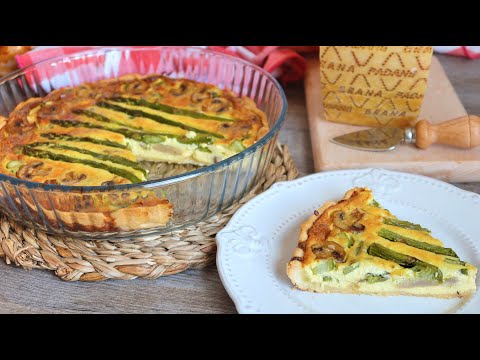 Quiche de esparragos trigueros y champiñones con Grana Padano. Receta para triunfar