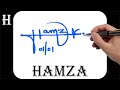Hamza name signature design - H signature style - How to signature your name