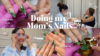 Creating Stunning Summer Nails on MY MOM | Emerald Green & Gold Marble Nail Art | Nail Tech Vlog 🌟