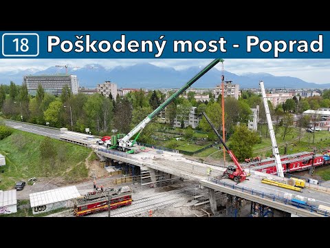 Poškodený most v Poprade na ceste I/18 (14.5.2024)
