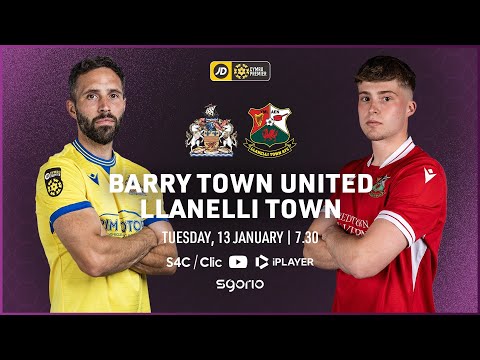 FULL MATCH: Barry Town United v Llanelli Town | English Language Commentary | JD Cymru Premier