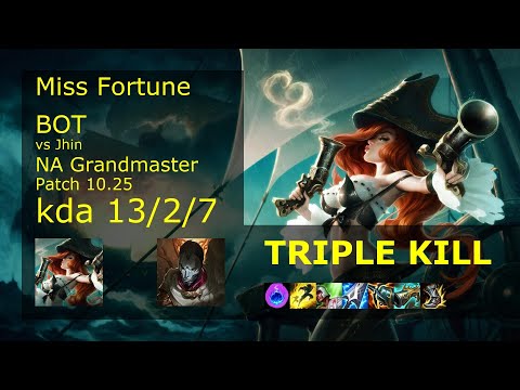 Miss Fortune ADC vs Jhin - NA Grandmaster 13/2/7 Patch 10.25 Gameplay