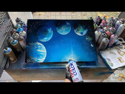 DIY  6 Planets on 6 different ways TUTORIAL - SPRAY ART by SKECH